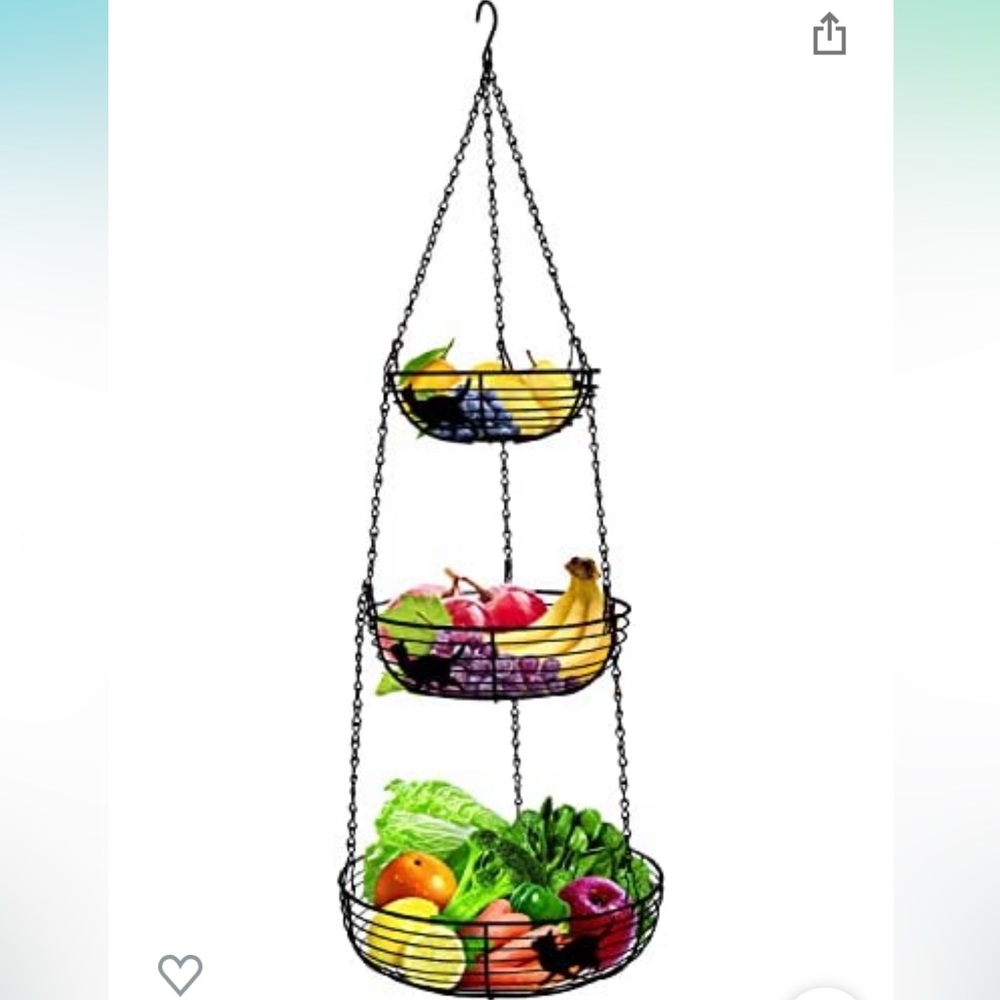 NWT 3-tier hanging basket, black